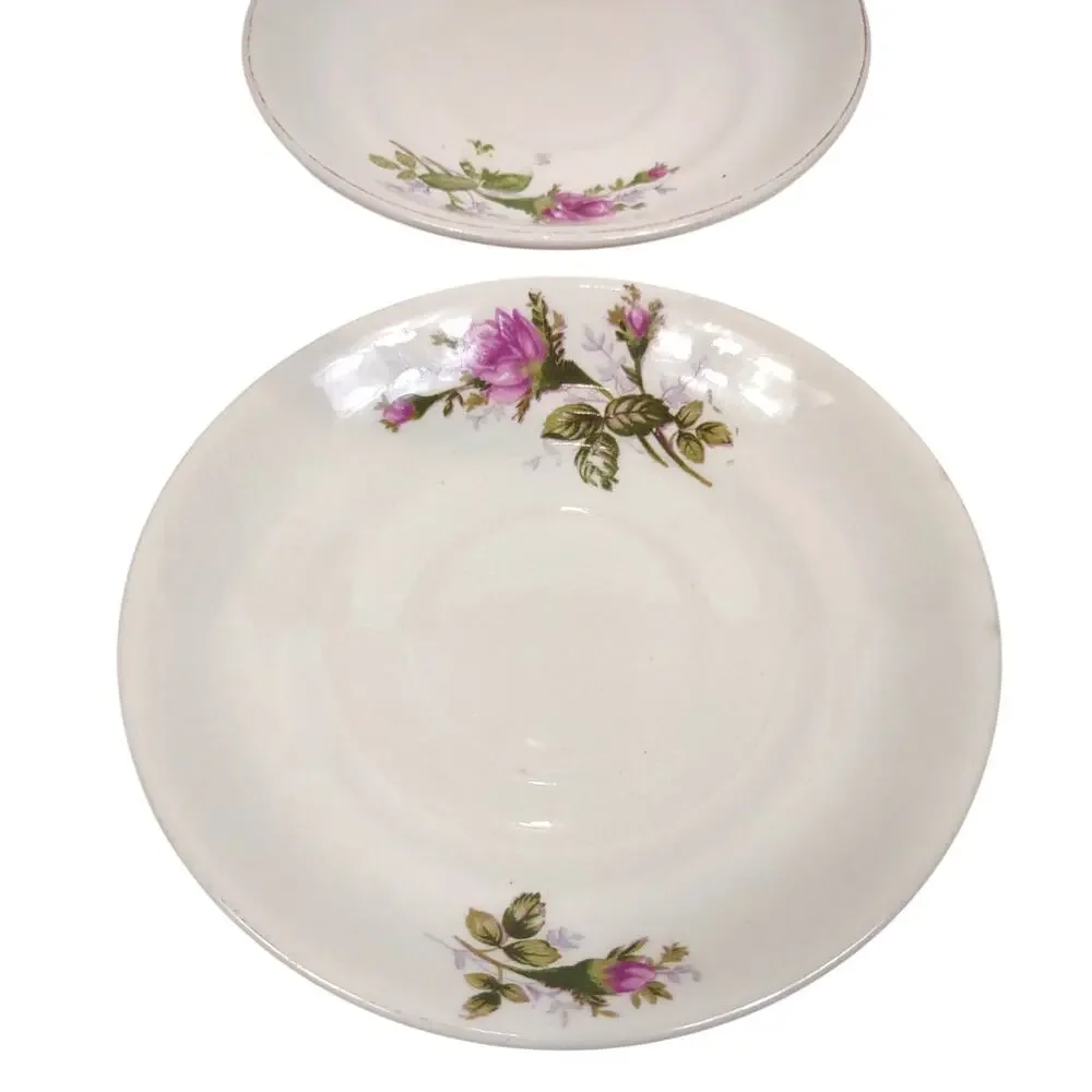 Set of 2 Moss Rose Replacment Saucers Only NO CUPS 5.5